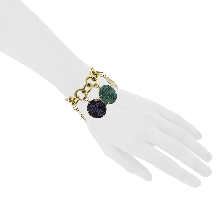 Bracelet Gucci  en or jaune et pierres fines - Detail D1