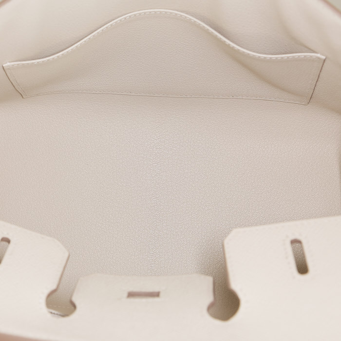 Bolso de mano Hermès Birkin 25 cm en cuero epsom Craie - Detail D2