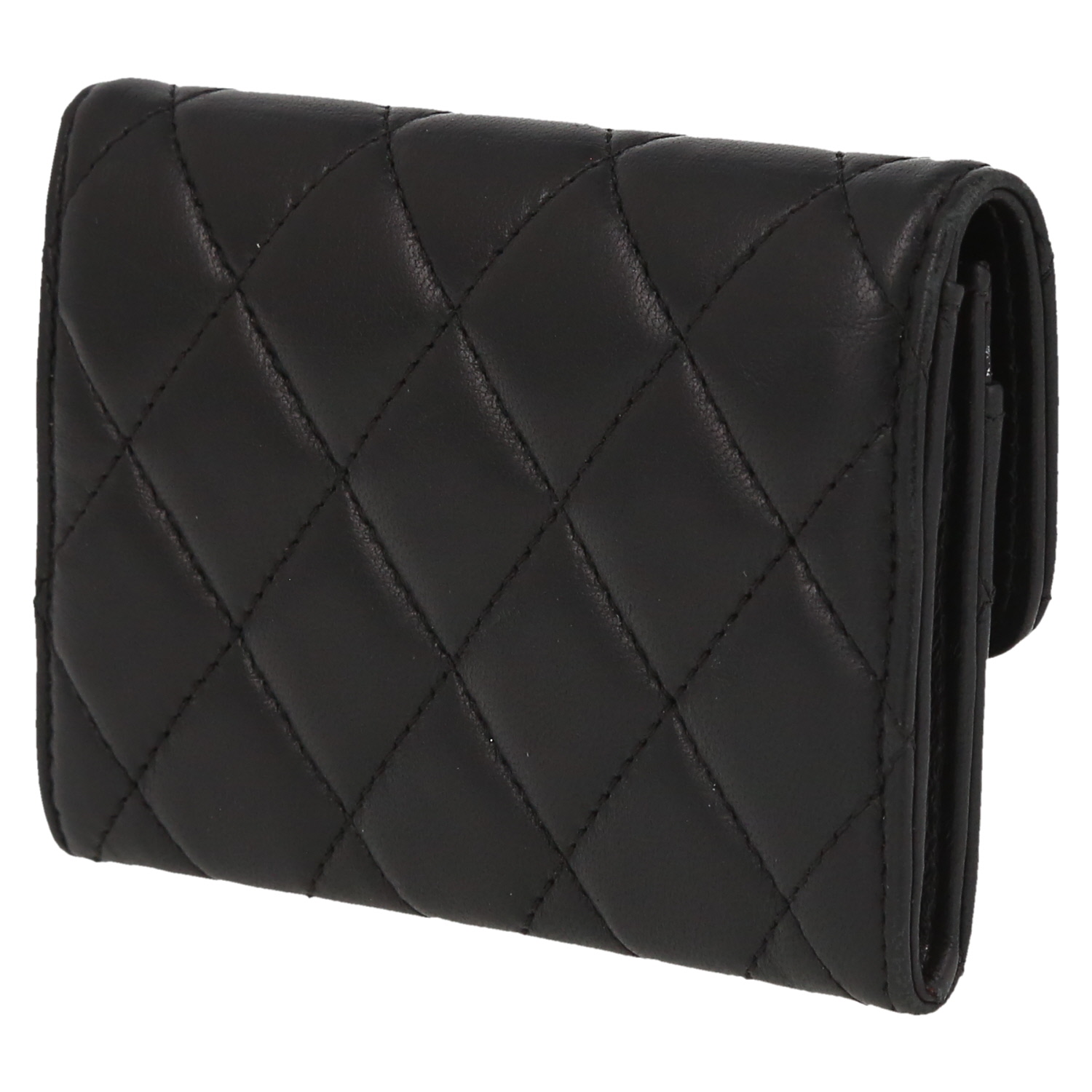 Monedero Chanel  Timeless en cuero acolchado negro - Detail D5