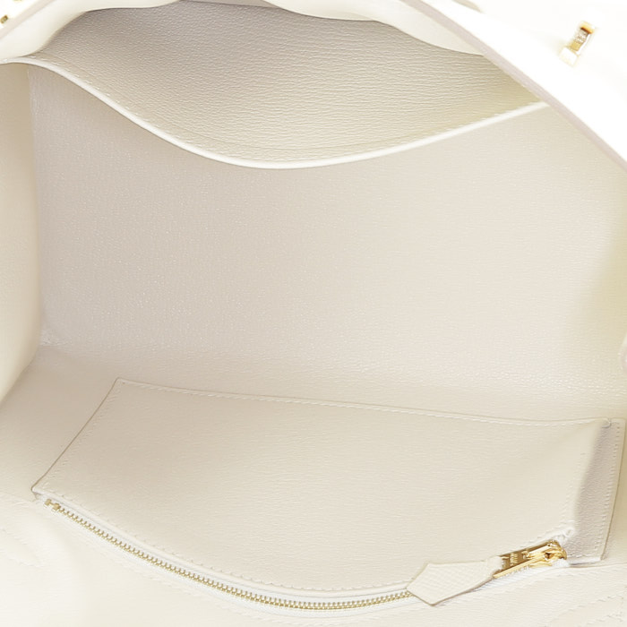 Bolso de mano Hermès  Birkin 25 cm en cuero epsom blanco Béton - Detail D2