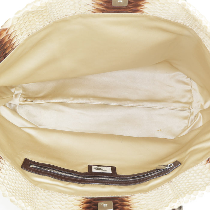 Fendi  shopping bag  in beige and brown python - Detail D2