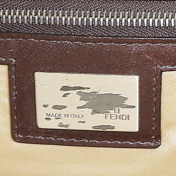 Sac cabas Fendi  en python beige et marron - Detail D3