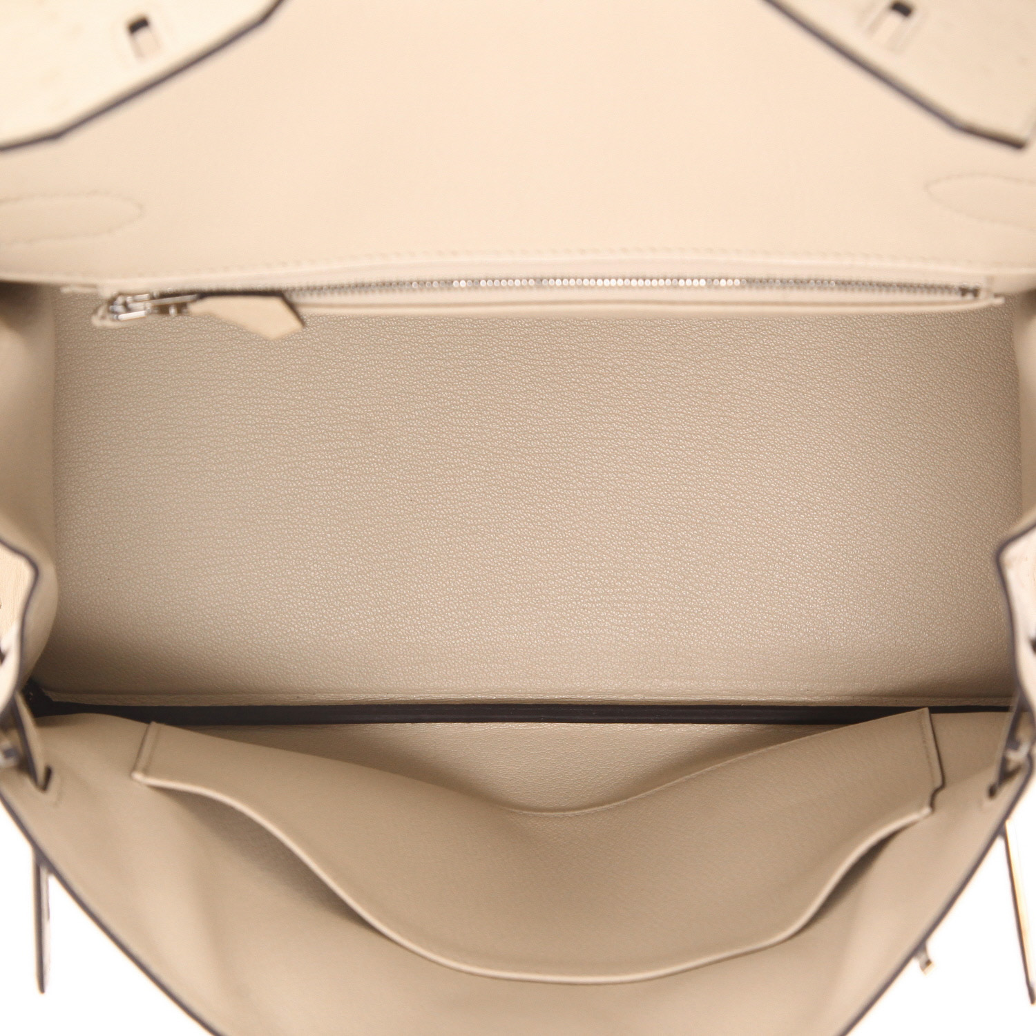 Hermès  Birkin 30 cm handbag  in beige ostrich leather - Detail D3