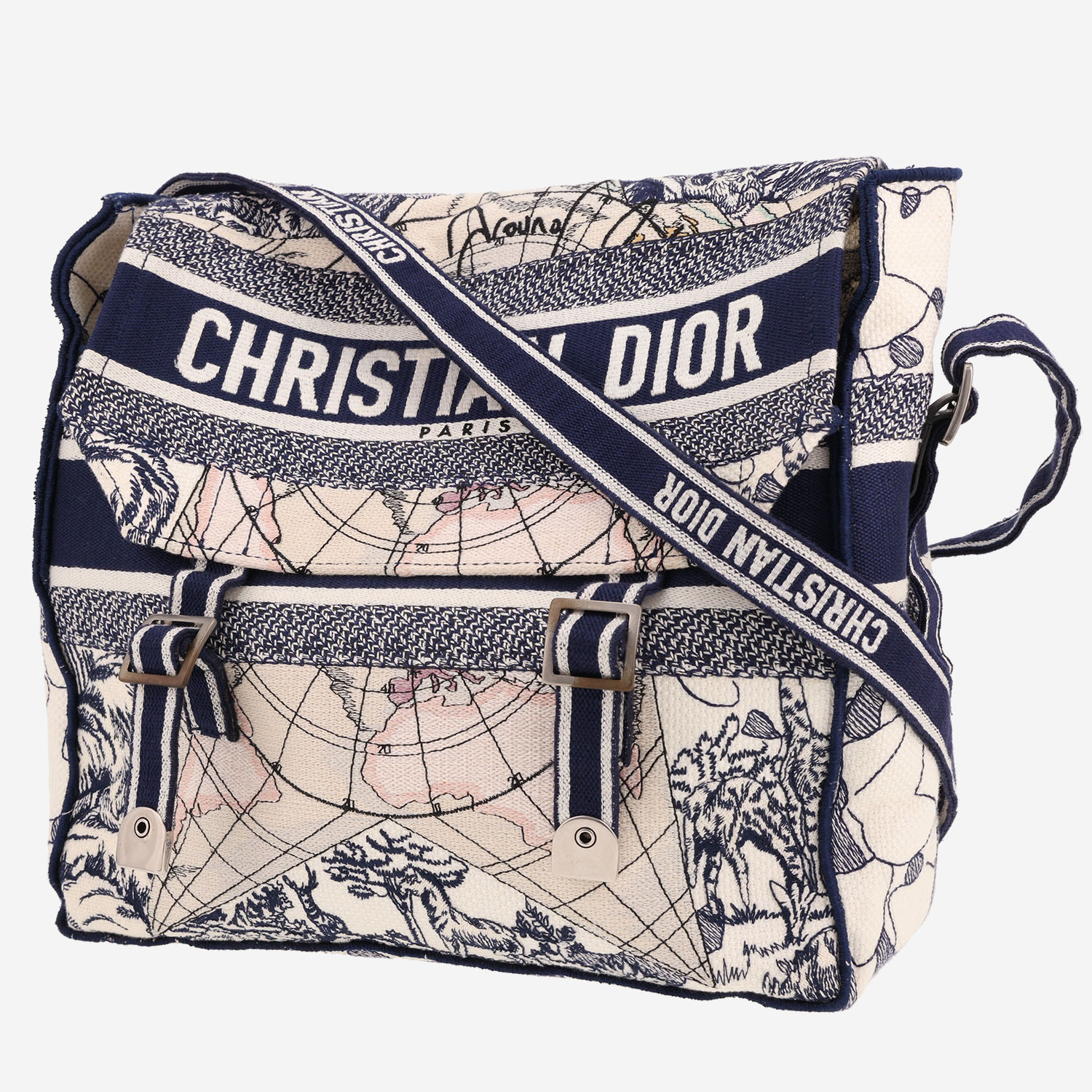 Dior Diorcamp shoulder bag in navy blue and white canvas