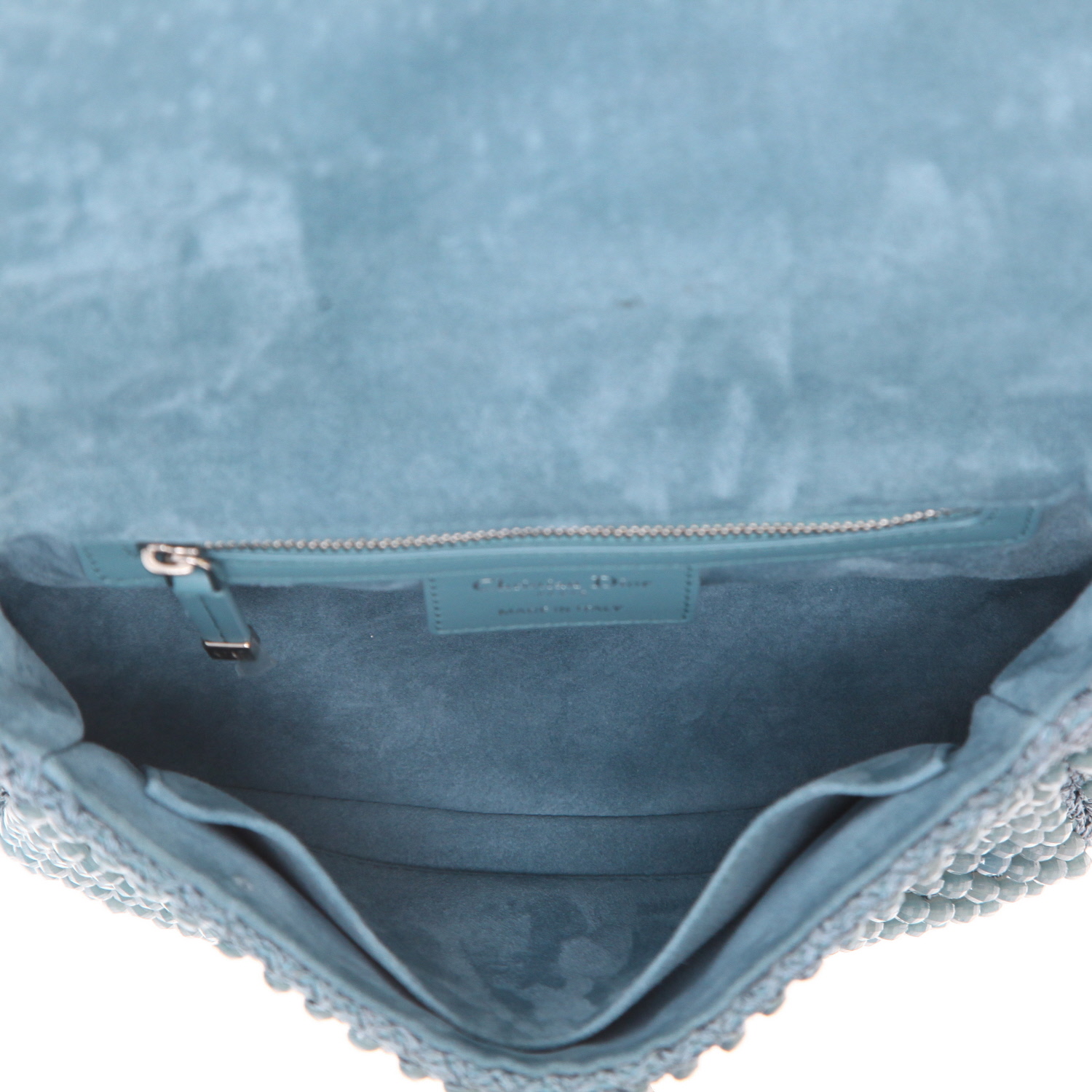 Borsa a tracolla Dior Caro modello piccolo  in pelle blu - Detail D3