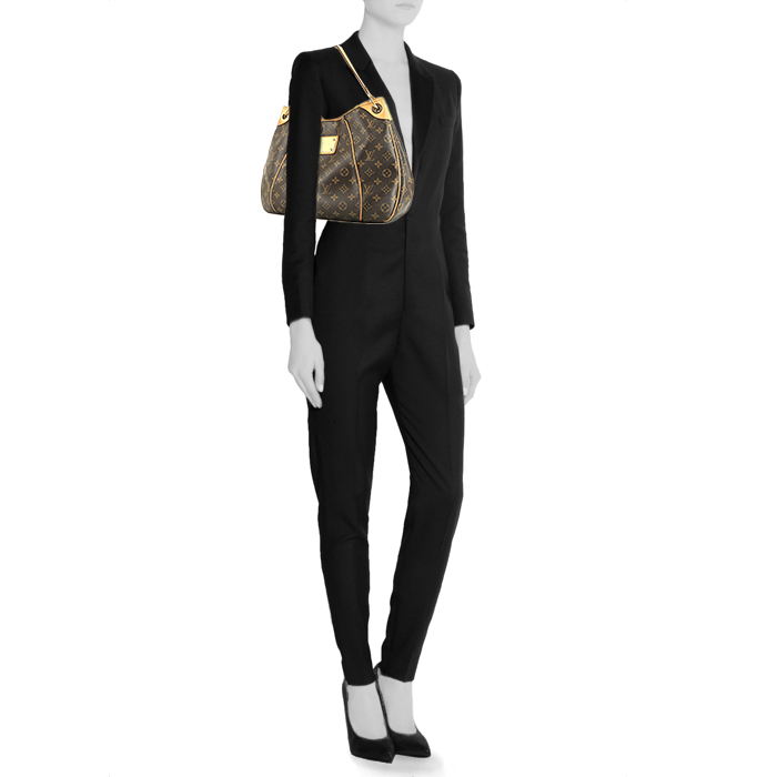 Borsa Louis Vuitton Galliera in tela monogram marrone e pelle naturale - Detail D1