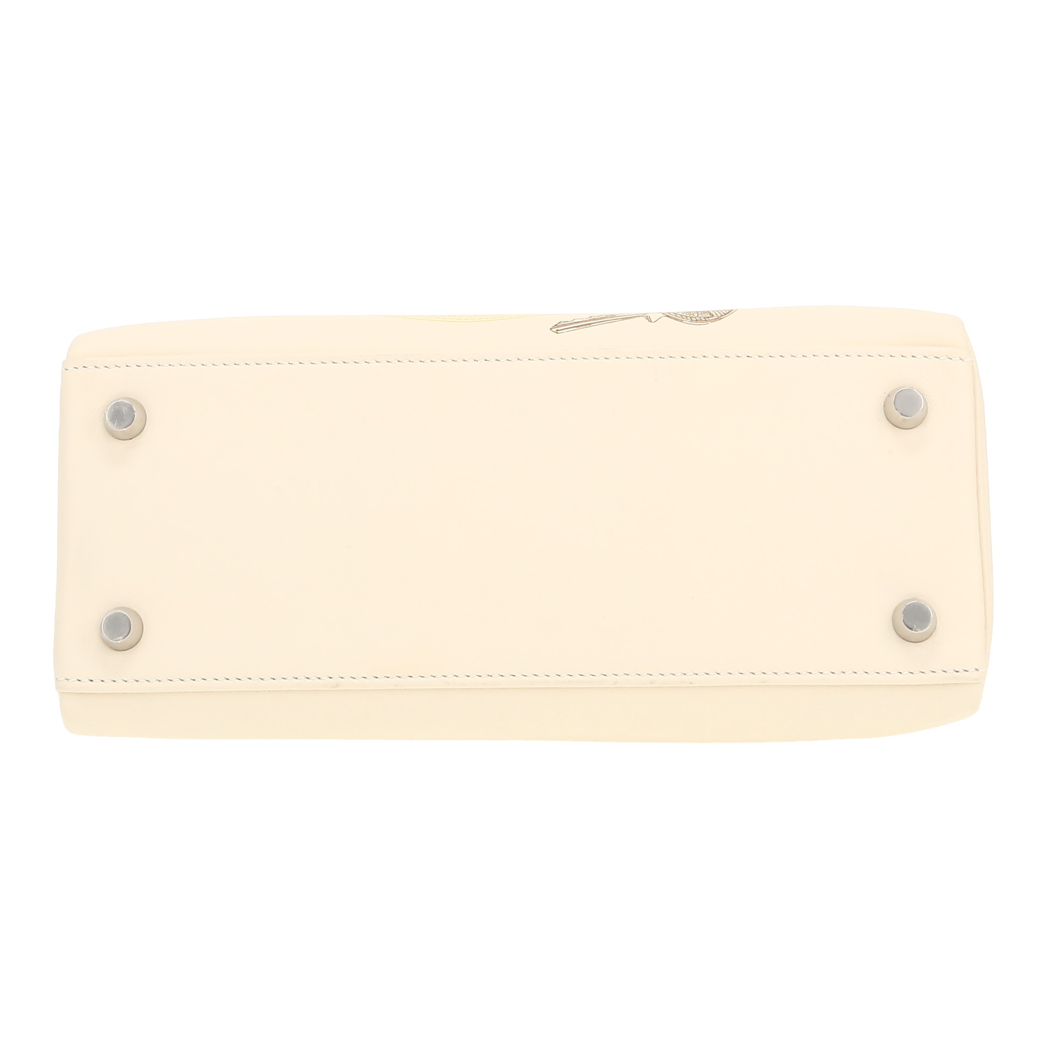 Sac à main Hermès Kelly In&Out en cuir Swift blanc - Detail D1