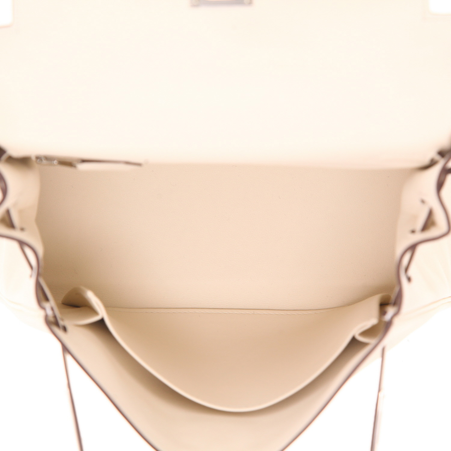 Bolso de mano Hermès Kelly In&Out en cuero swift blanco - Detail D3