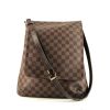 Bolso para llevar al hombro Louis Vuitton Musette en lona a cuadros ébano y cuero esmaltado marrón - 360 thumbnail