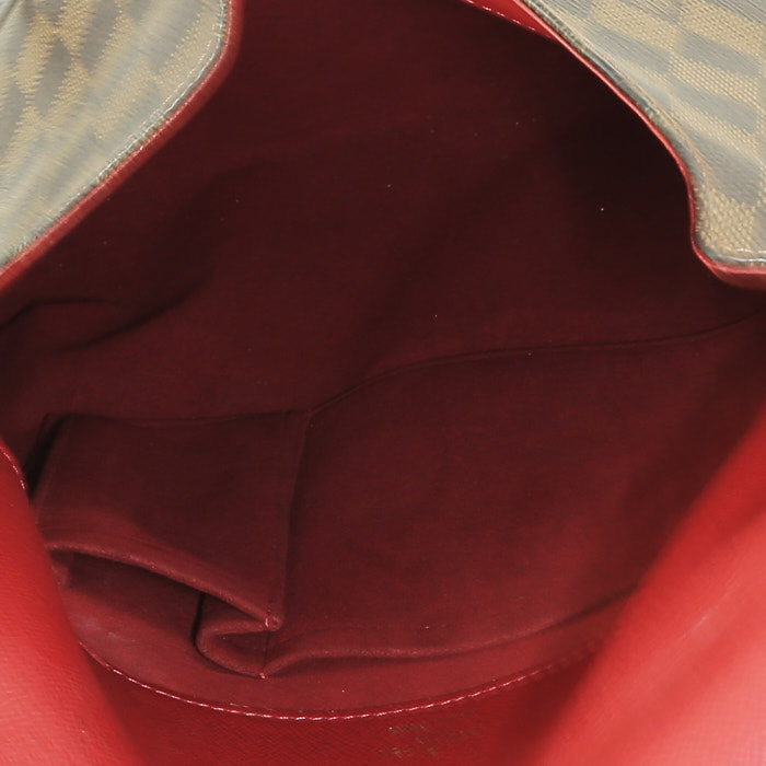 Borsa a spalla Louis Vuitton Musette in tela a scacchi ebana e pelle lucida marrone - Detail D2