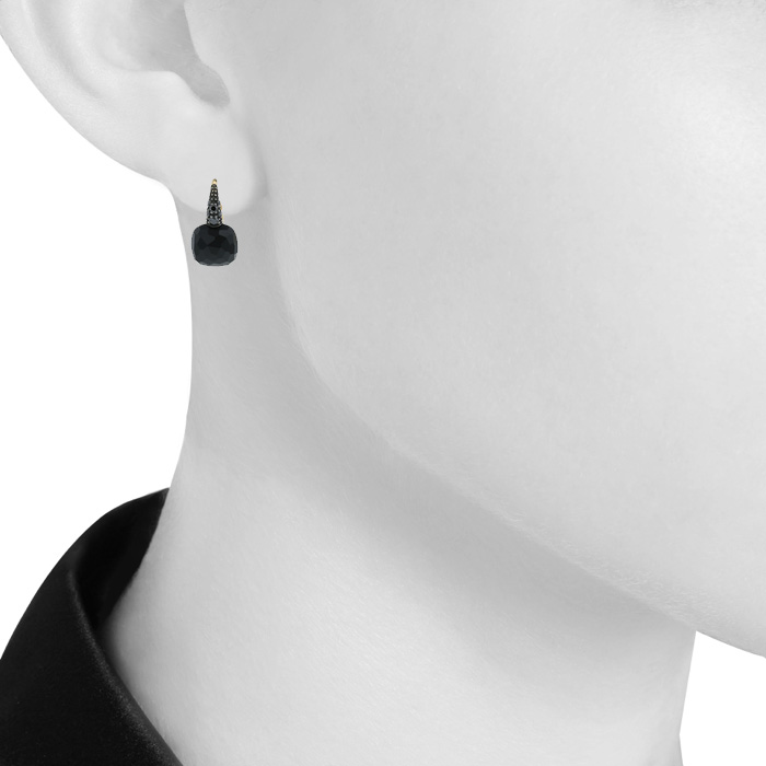Paire de boucles d'oreilles Pomellato Capri en or rose, diamants noir et onyx - Detail D1