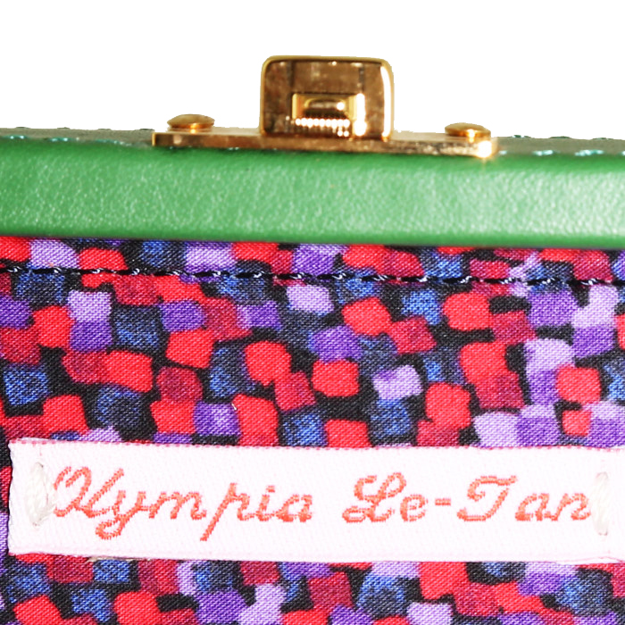 Sac bandoulière Olympia Le-Tan Tulum Gypset en toile verte et cuir vert n°01/16 - Detail D4