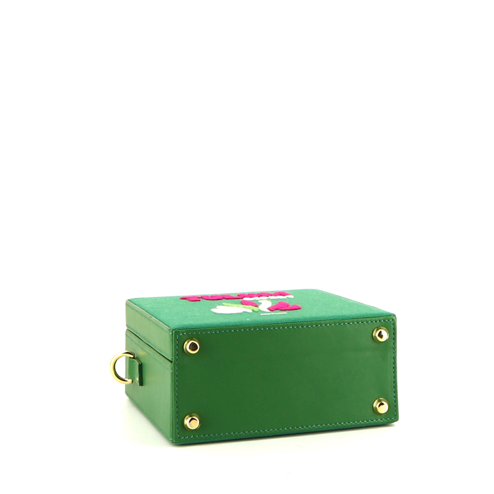 Sac bandoulière Olympia Le-Tan Tulum Gypset en toile verte et cuir vert n°01/16 - Detail D5