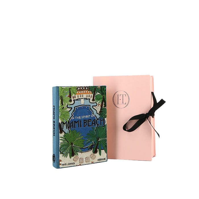 Olympia Le-Tan Assouline In the spirit of MIAMI BEACH pouch  in blue canvas n°48/77 - Detail D1