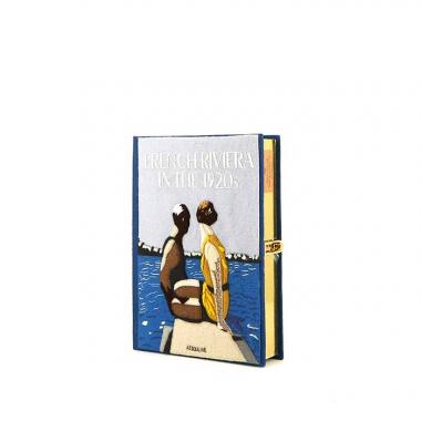 Bolsito de mano Olympia Le-Tan Assouline French Riviera in the 1920s en lona azul n°20/77