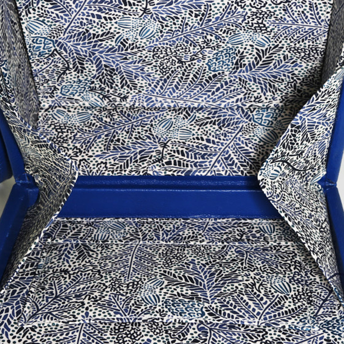 Bolso bandolera Olympia Le-Tan Jean-Michel Basquiat Crown en lona azul y cuero azul - Detail D2