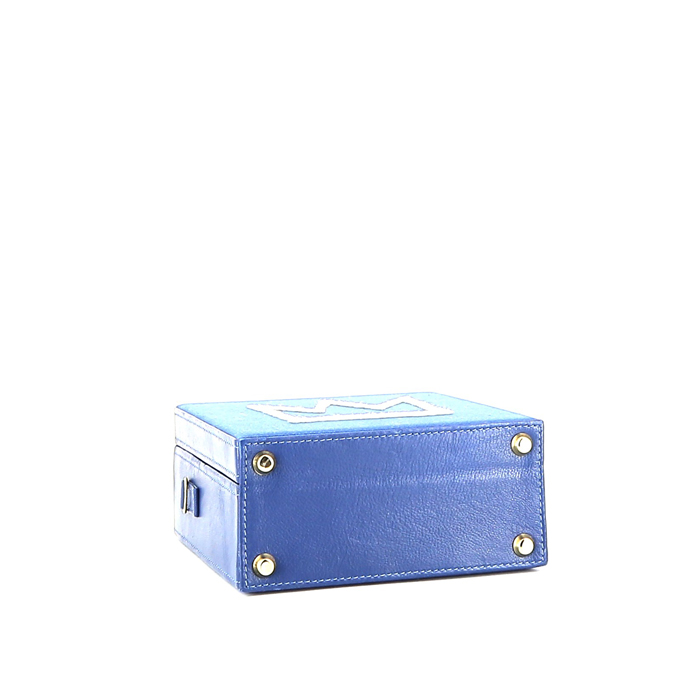 Olympia Le-Tan Jean-Michel Basquiat Crown shoulder bag in blue canvas and blue leather - Detail D4