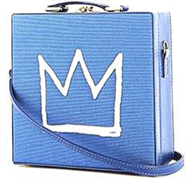 Bolso bandolera Olympia Le-Tan Jean-Michel Basquiat Crown en lona azul y cuero azul