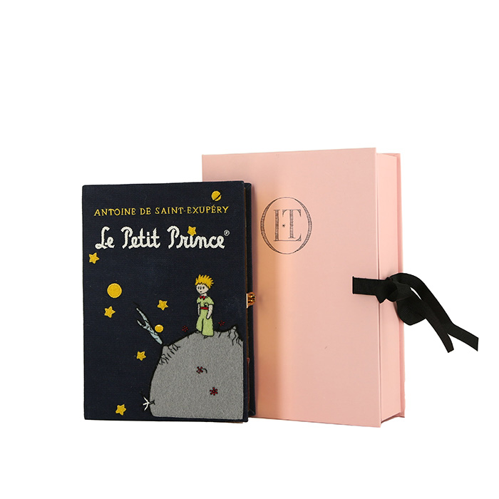 Olympia Le-Tan LE PETIT PRINCE Antoine de Saint-Exupéry shoulder bag  in navy blue canvas n°31/77 - Detail D1
