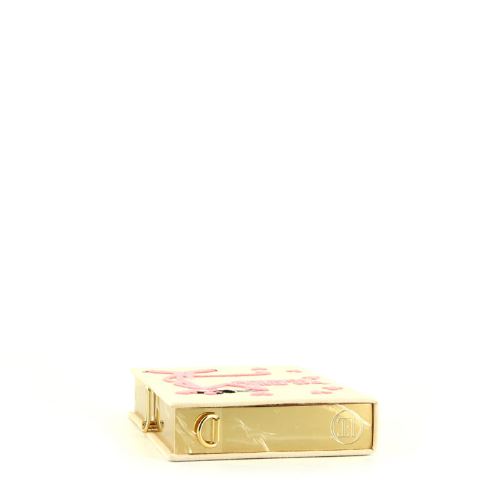 Olympia Le-Tan THE PINK PANTHER shoulder bag  in beige and pink canvas n°01/77 - Detail D5