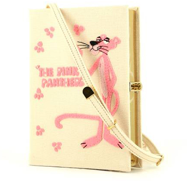 Sac bandoulière Olympia Le-Tan THE PINK PANTHER en toile beige et rose n°01/77