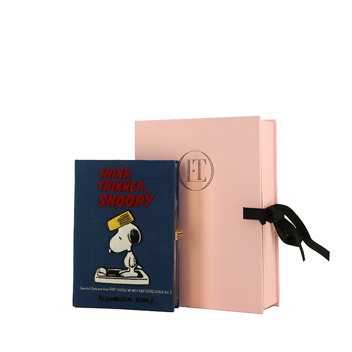 Pochette Olympia Le-Tan THINK THINNER SNOOPY by Charles M. Schulz en toile bleue n°01/16 - Detail D1