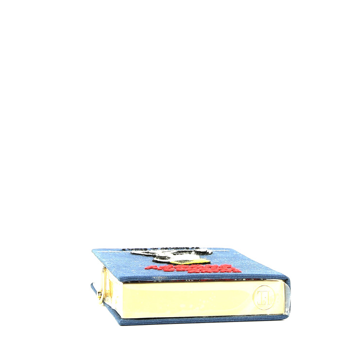 Pochette Olympia Le-Tan THINK THINNER SNOOPY by Charles M. Schulz in tela blu n°01/16 - Detail D4