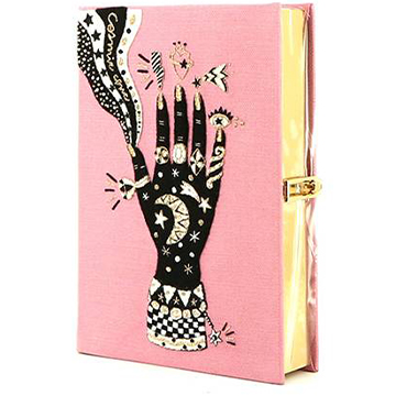 Pochette Olympia Le-Tan Olt x Ana Strumpf Cosmic hand en toile rose n°06/16