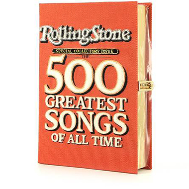 Bolsito de mano Olympia Le-Tan Special Collectors Issue ROLLING STONE 500 GREATEST SONGS OF ALL THE TIME en lona naranja n°01/77
