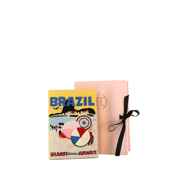 Borsa a tracolla Olympia Le-Tan Braniff International Airways Brazil hand in tela gialla n°68/77 - Detail D1