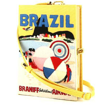 Borsa a tracolla Olympia Le-Tan Braniff International Airways Brazil hand in tela gialla n°68/77