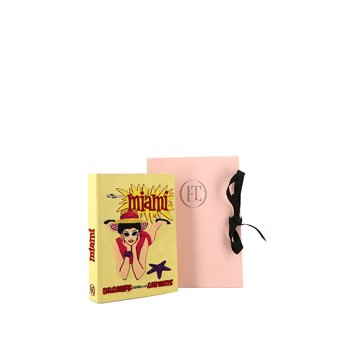 Sac bandoulière Olympia Le-Tan Braniff International Airways Brazil hand en toile jaune - Detail D1