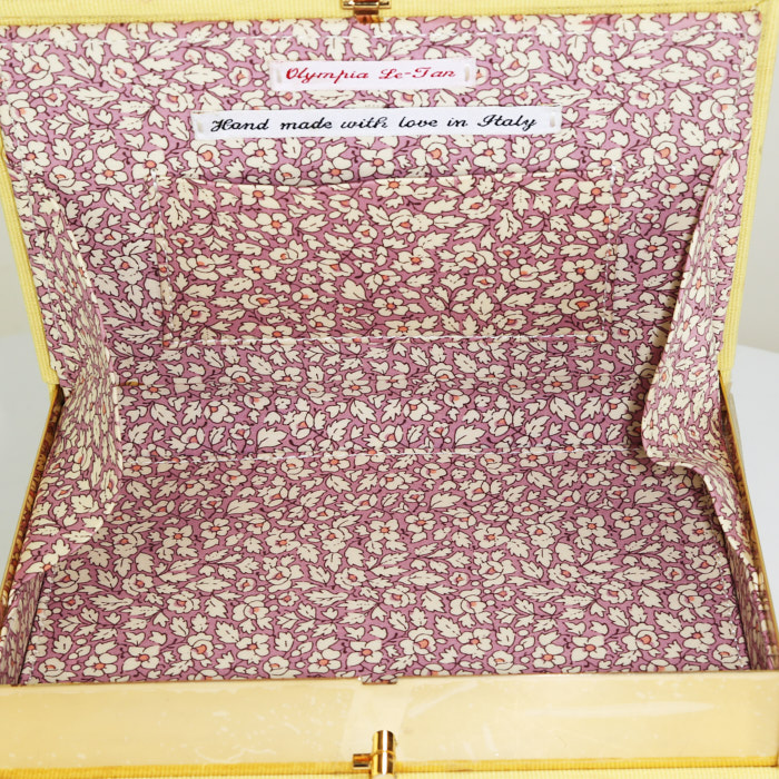 Sac bandoulière Olympia Le-Tan Braniff International Airways Brazil hand en toile jaune - Detail D2