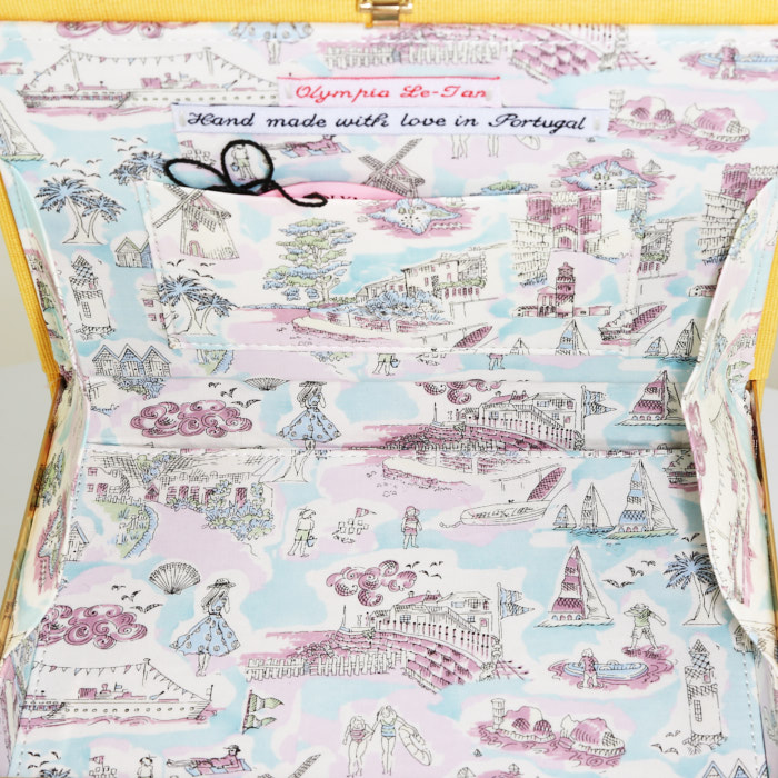 Pochette Olympia Le-Tan Pan American World Airways Fly to AUSTRALIA & NEW ZEALAND by Clipper en toile jaune n°03/77 - Detail D2