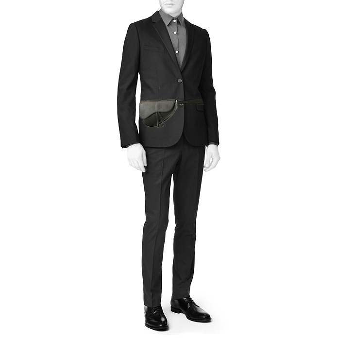 Sac bandoulière Dior  Saddle en cuir grainé noir - Detail D1