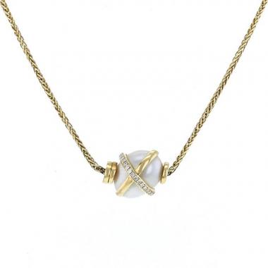 Collar Fred Baie des Anges de oro amarillo, perla y diamantes