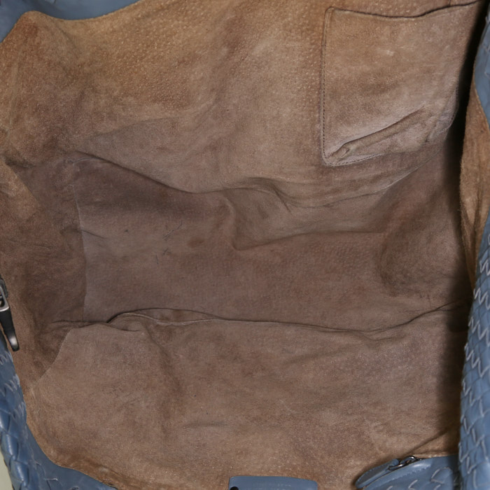 Bolso Bottega Veneta Cabat en cuero intrecciato azul - Detail D2