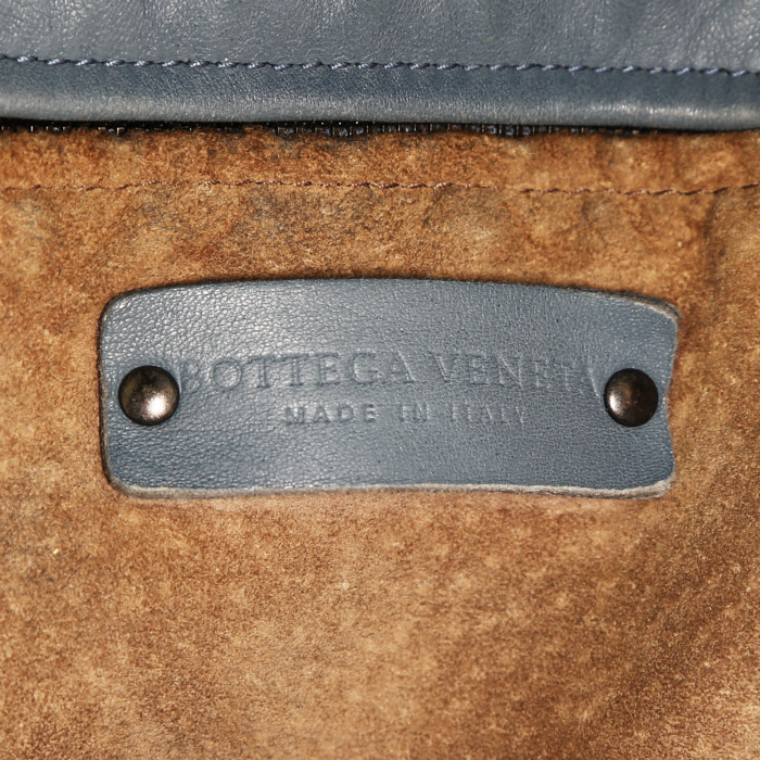 Borsa Bottega Veneta Cabat in pelle intrecciata blu - Detail D3