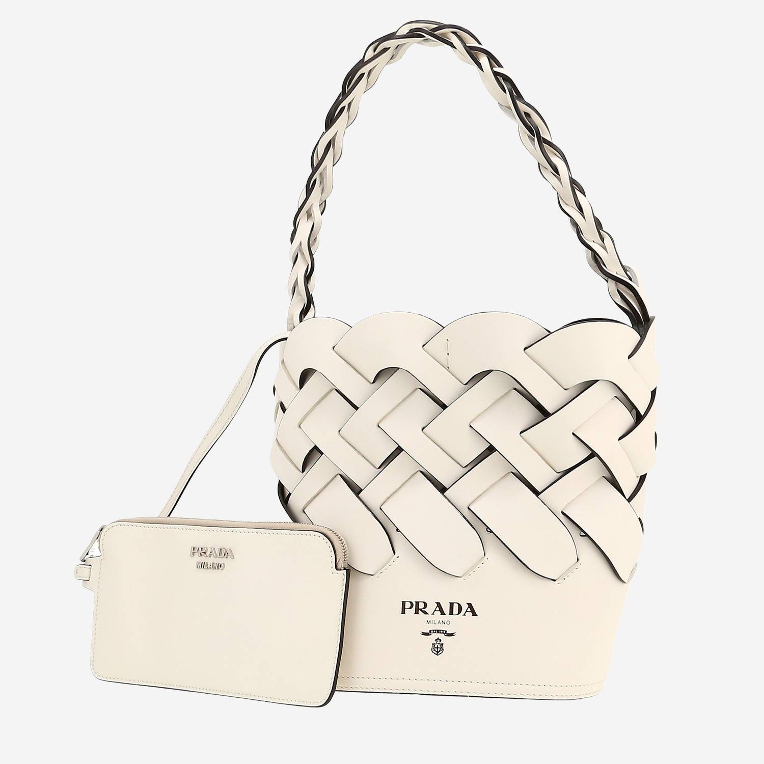 Prada Bucket bag handbag  in white leather