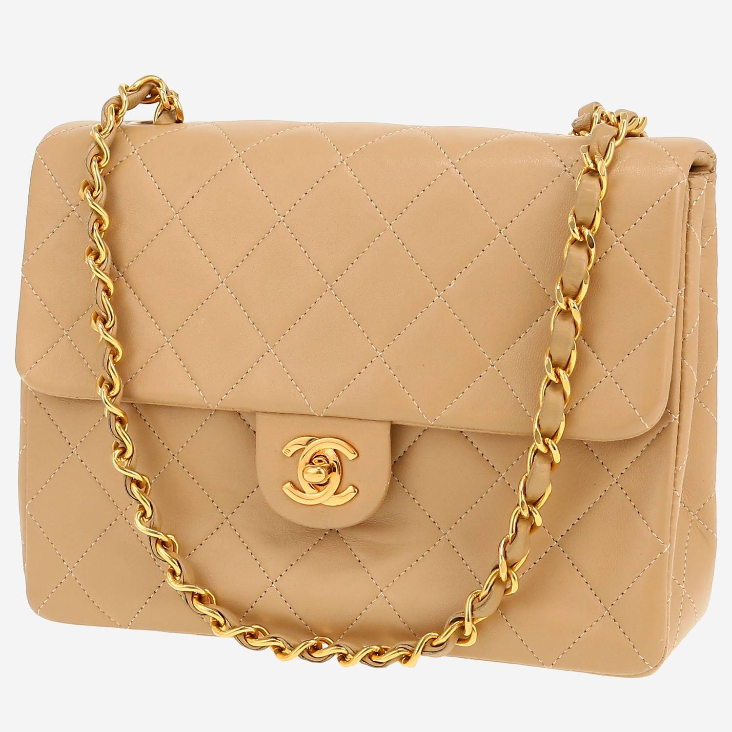 Chanel  Timeless Petit shoulder bag  in beige quilted leather