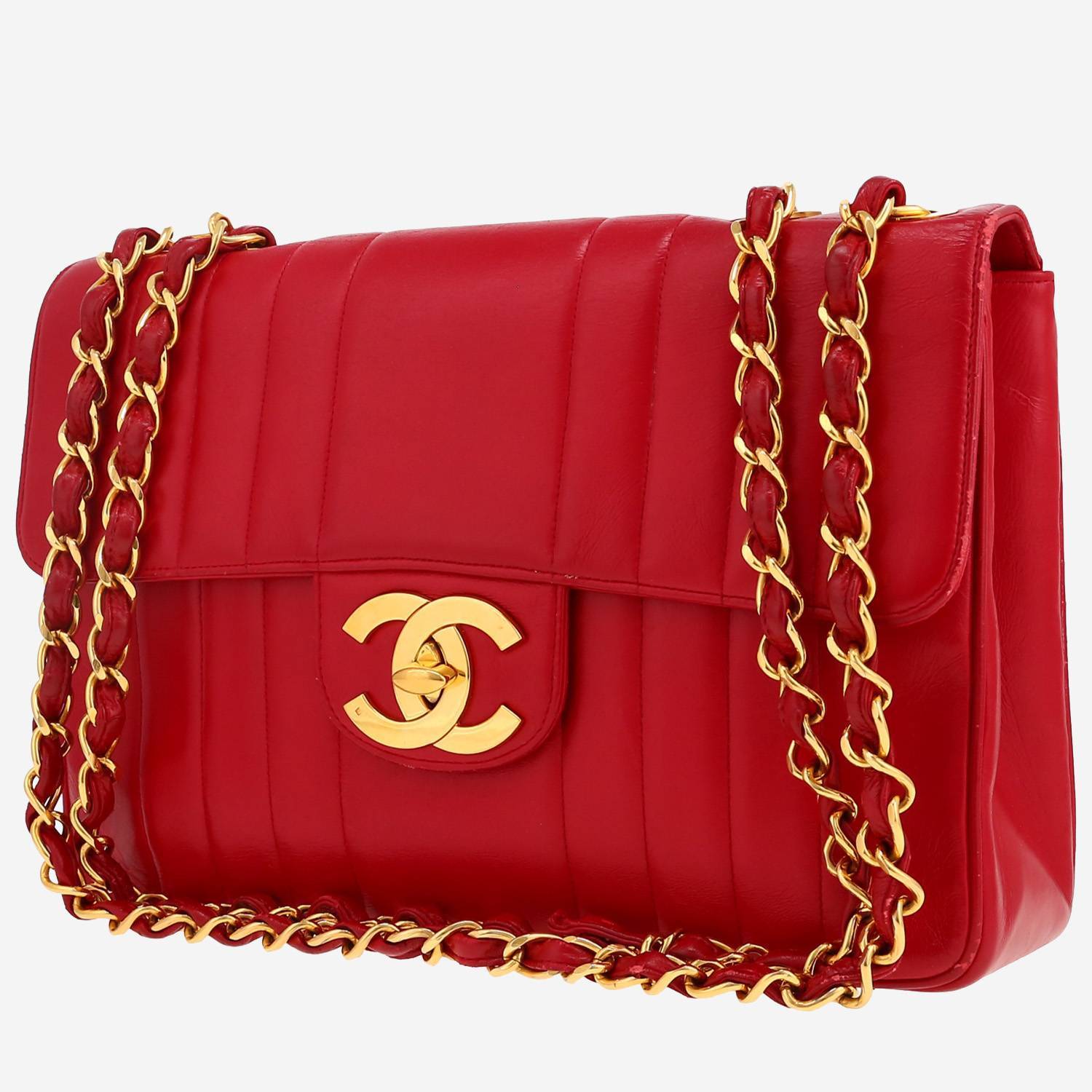 Sac bandoulière Chanel  Timeless Jumbo en cuir matelassé rouge