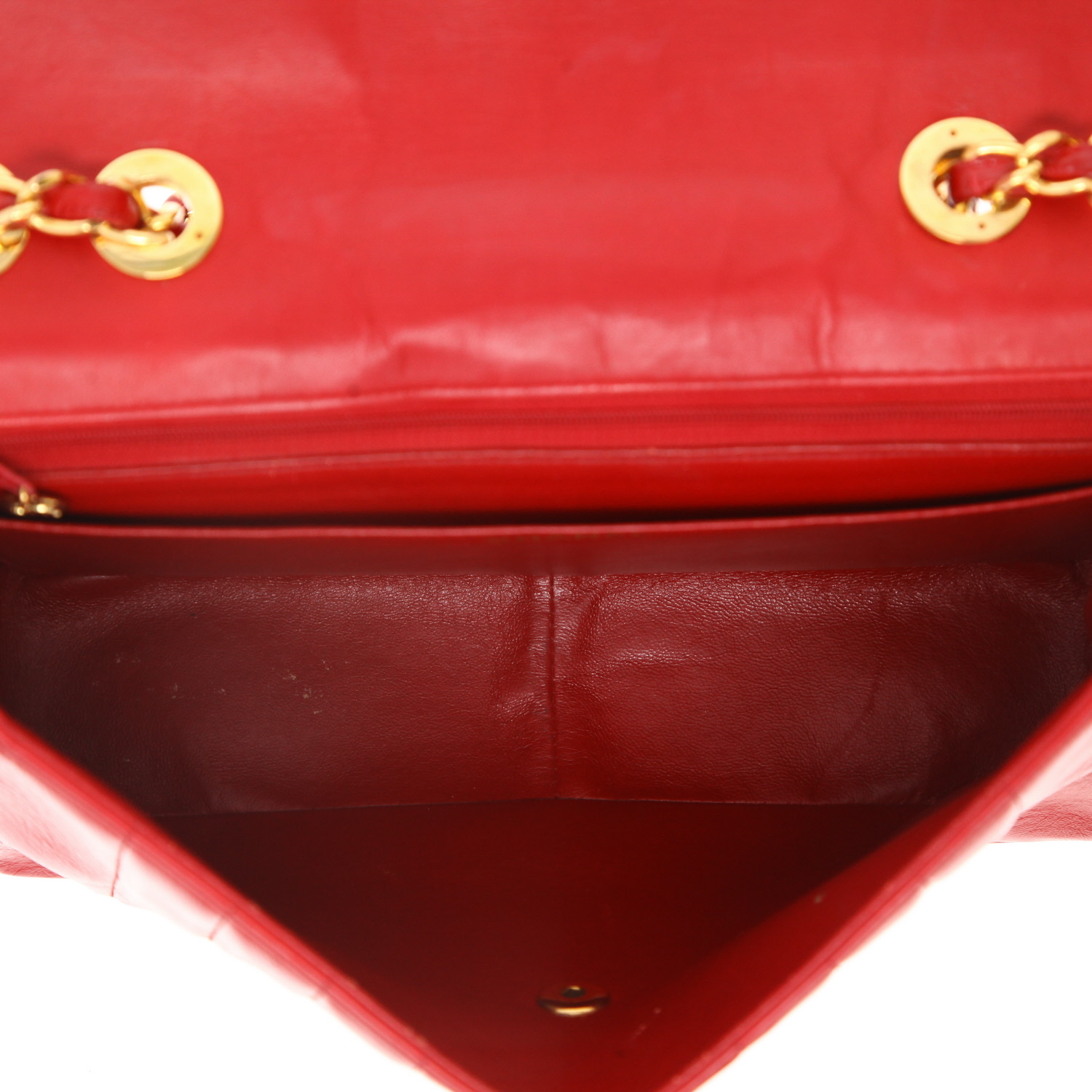Chanel  Timeless Jumbo shoulder bag  in red quilted leather - Detail D3