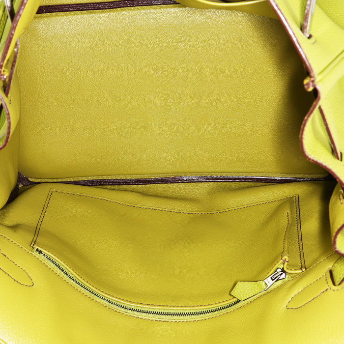 Bolso de mano Hermès  Birkin 35 cm en cuero togo verde anís - Detail D2