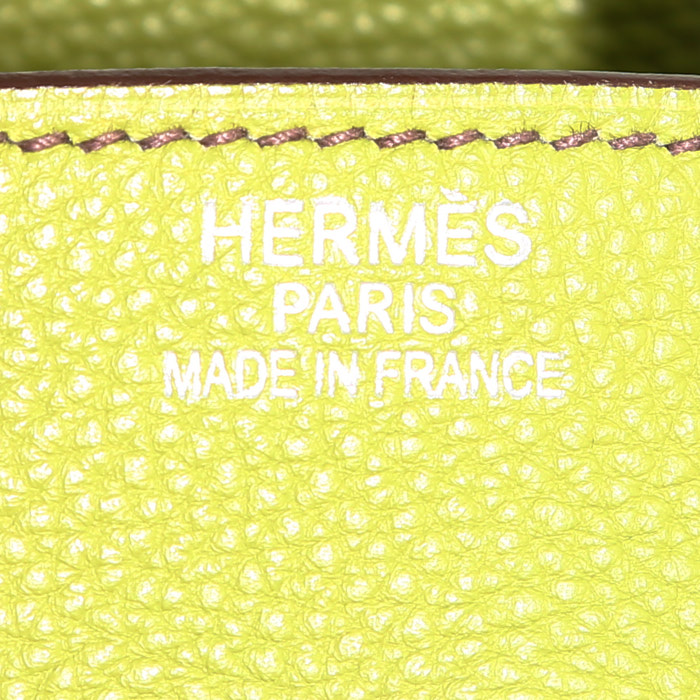 Bolso de mano Hermès  Birkin 35 cm en cuero togo verde anís - Detail D3