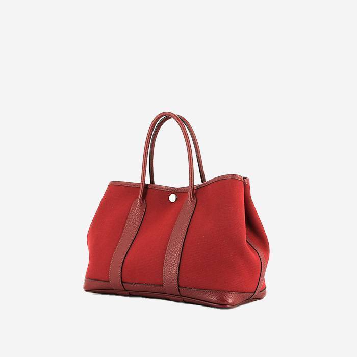 Shopping bag Hermès  Garden in tela rosso H e pelle rosso granata