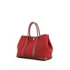 Sac cabas Hermès  Garden en toile rouge H et cuir rouge grenat - 00pp thumbnail