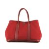 Sac cabas Hermès  Garden en toile rouge H et cuir rouge grenat - 360 thumbnail