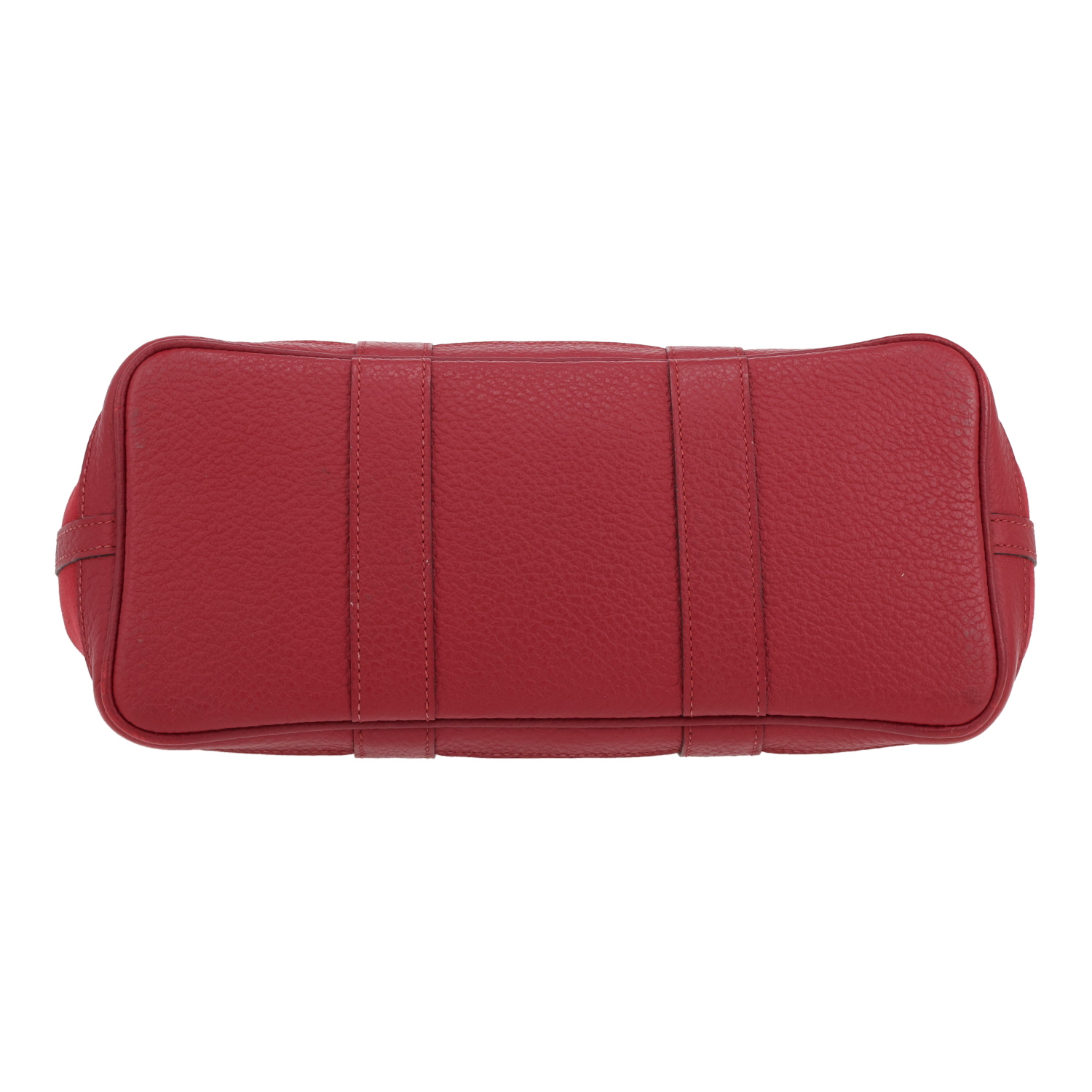 Sac cabas Hermès  Garden Party 30 cm en toile rouge H et cuir rouge grenat - Detail D1