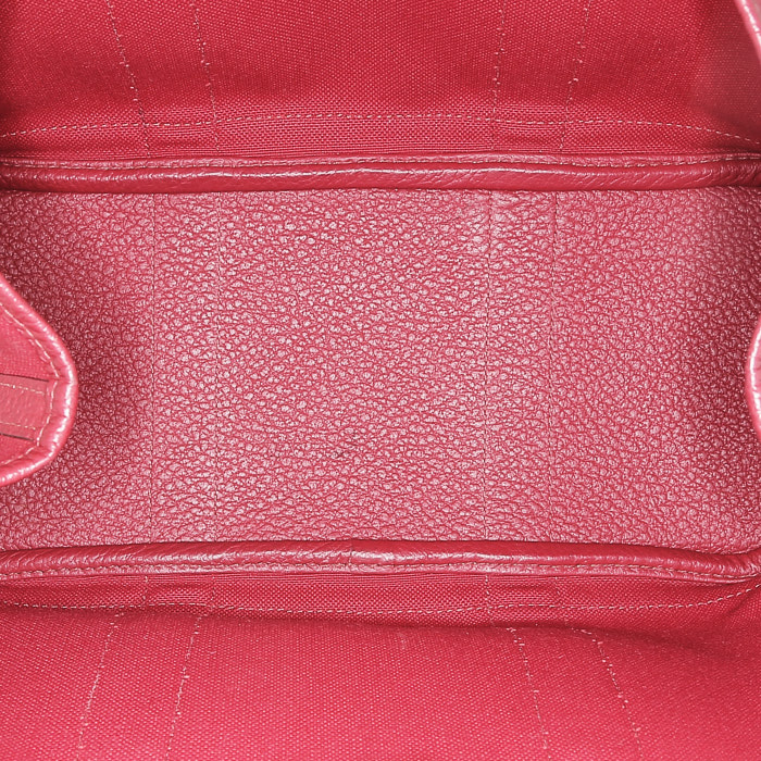 Shopping bag Hermès  Garden in tela rosso H e pelle rosso granata - Detail D2