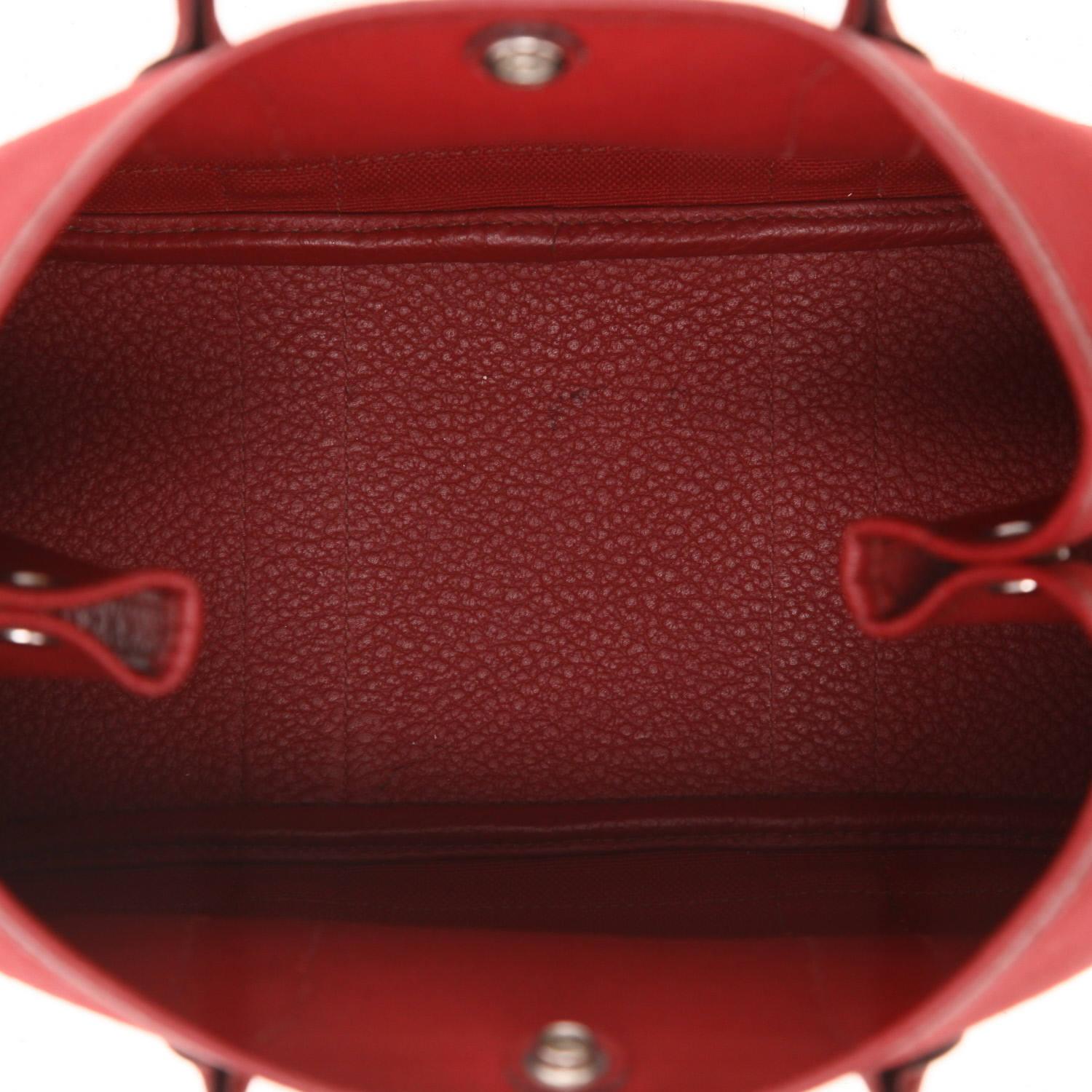Hermès  Garden Party 30 cm shopping bag  in red H canvas  and pomegranate red leather - Detail D3